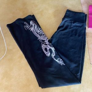 Black Dragon Leggings Wide Leg Y2K